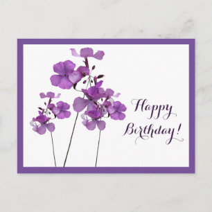 Grattis på födelsedagen söt lila - modern blommig vykort