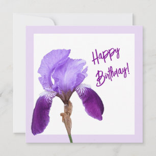 Grattis på födelsedagen söt lila vår iris blommigt kort