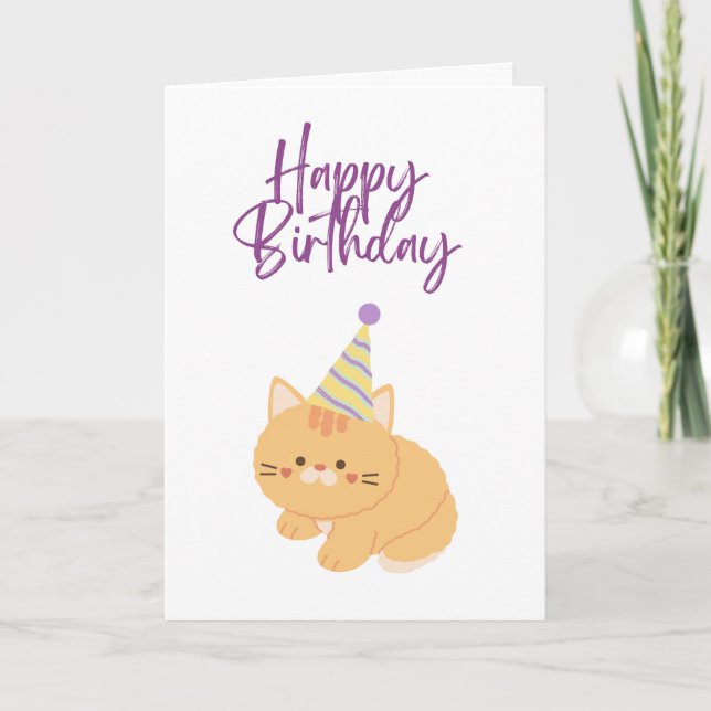 Grattis på födelsedagen Söt Orange Katt Kort (Framsida)
