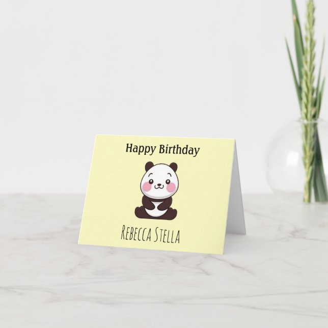 Grattis på födelsedagen söt panda björn gul tack kort (Framsida)