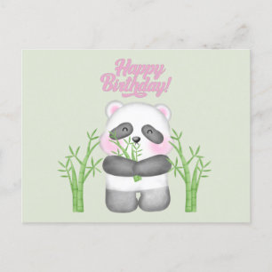 Grattis på födelsedagen Söt Panda Björn och Bambu Vykort