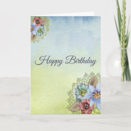 Grattis på födelsedagen, Söt Pastel Flowers Kort