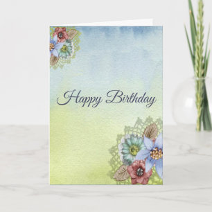 Grattis på födelsedagen, Söt Pastel Flowers Kort