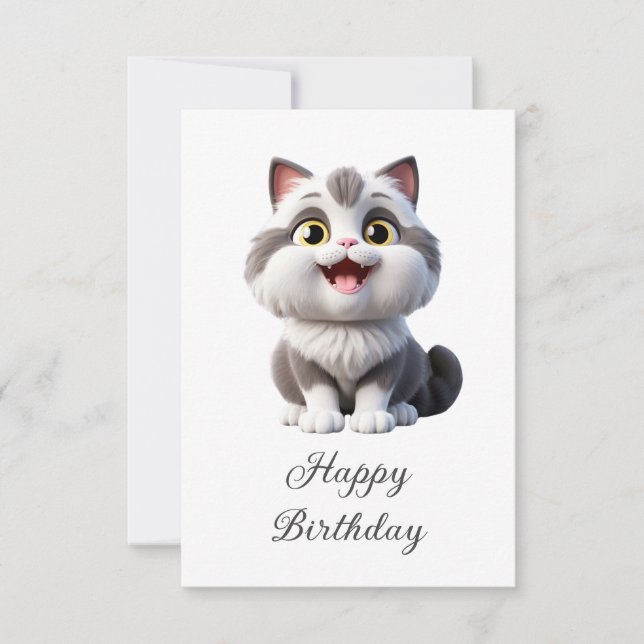 Grattis på födelsedagen Söt Rolig Katt Kort (Framsida)