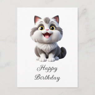Grattis på födelsedagen Söt Rolig Katt Vykort
