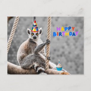 Grattis på födelsedagen Söt Rolig Lemur på en Gren Vykort