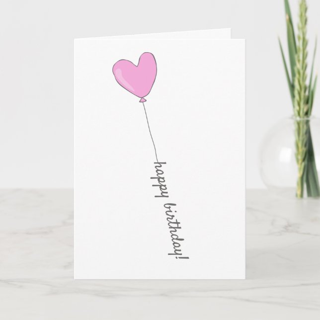 Grattis på födelsedagen - Söt Rosa Hjärtformade ba Kort (Framsida)