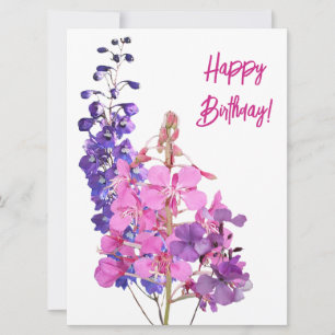 Grattis på födelsedagen söt rosa lila blommor blom julkort