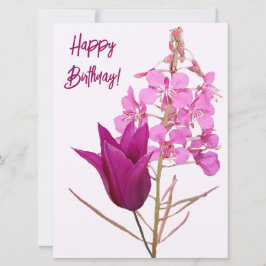 Grattis på födelsedagen söt rosa tulip blommigt fä julkort