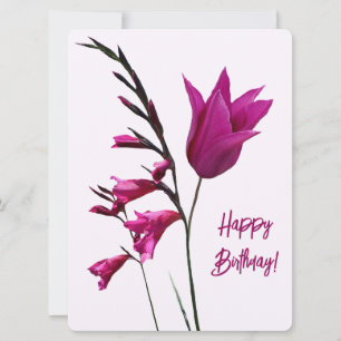 Grattis på födelsedagen söt rosa tulip blommigt fä julkort