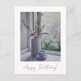 Grattis på födelsedagen söt rosa vår blommor blomm vykort