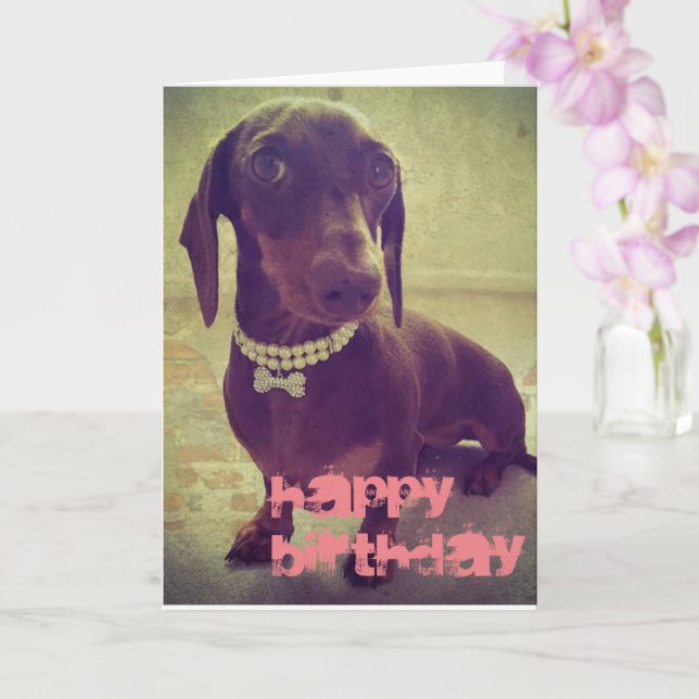Grattis på födelsedagen Söt Sause Hund Card Kort (Orkide)