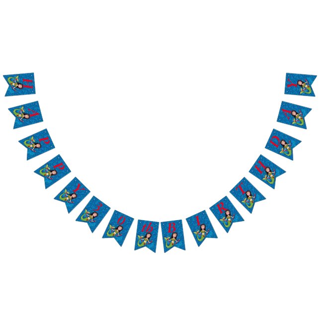 Grattis på födelsedagen Söt Sjöjungfru String of R Vimplar (Alla)