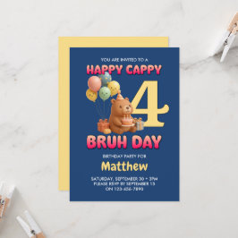 GRATTIS PÅ FÖDELSEDAGEN Söt teddybjörn 4-årsdag Inbjudningar