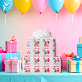 GRATTIS PÅ FÖDELSEDAGEN Söt teddybjörn 4-årsdag Presentpapper