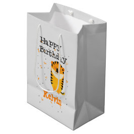 Grattis på födelsedagen söt tiger, eget namn grått