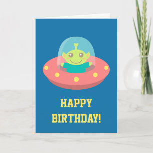 Grattis på födelsedagen, söt utomjording i rymdfar kort