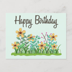 Grattis på födelsedagen söta gula trädgårdsblommor vykort
