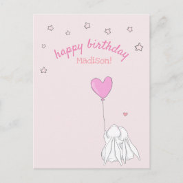 Grattis på födelsedagen! Söta Kanin Flicka Födelse Vykort