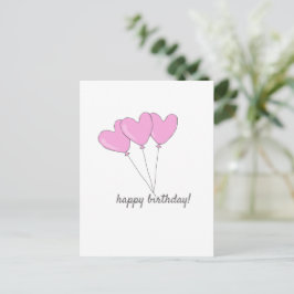 Grattis på födelsedagen - söta rosa hjärtformade b vykort