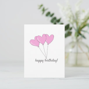 Grattis på födelsedagen - söta rosa hjärtformade b vykort