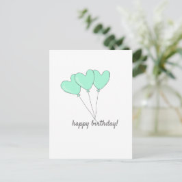 Grattis på födelsedagen - söta teal hjärtformade b vykort
