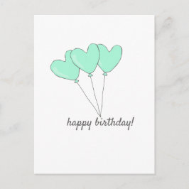 Grattis på födelsedagen - Söta turkosa hjärtformad Vykort