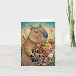 Grattis på födelsedagen sött kapybara foldet kort
