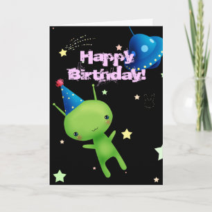 Grattis på födelsedagen Space Alien Kort