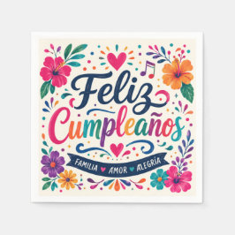Grattis på födelsedagen Spansk Blommig Fiesta Pappersservett