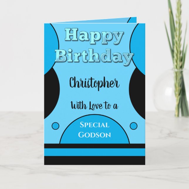 Grattis på födelsedagen speciell Godson blue och b Kort (Framsida)
