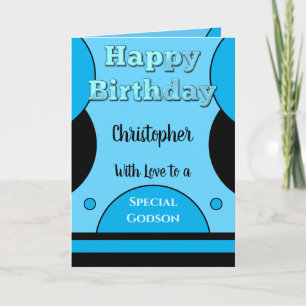 Grattis på födelsedagen speciell Godson blue och b Kort