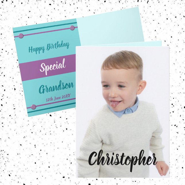 Grattis på födelsedagen speciell Grandson-foto Kort (Skapare uppladdad)