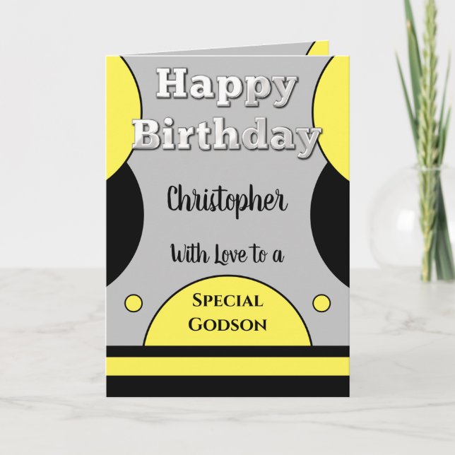 Grattis på födelsedagen speciella Godson grått och Kort (Framsida)