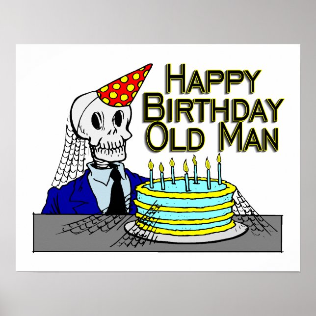 Grattis på födelsedagen Spindelnät Old Man Poster (Framsidan)