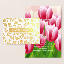 Grattis på födelsedagen. Sping Tulip Luxury Real F Folierat Kort