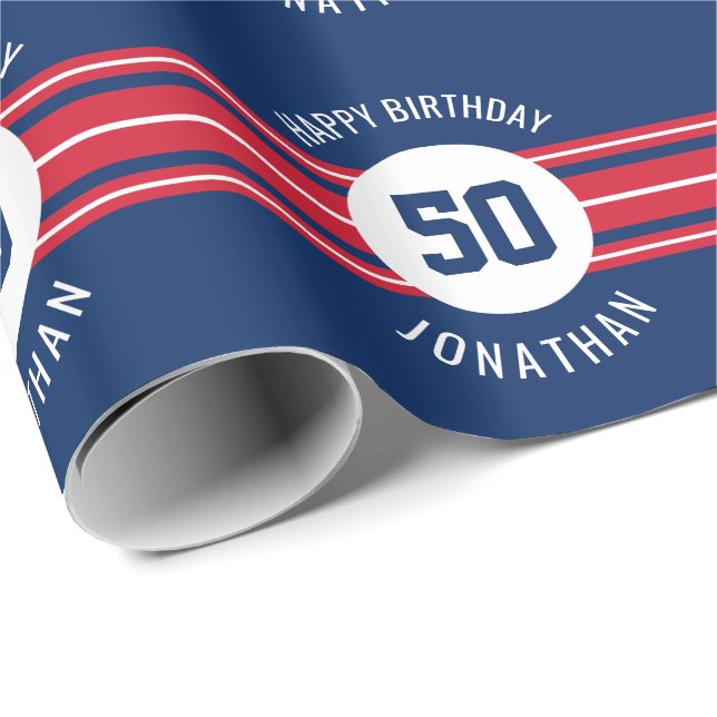 Grattis på födelsedagen Sports Jersey Rand Namn oc Presentpapper (Rullad Hörn)