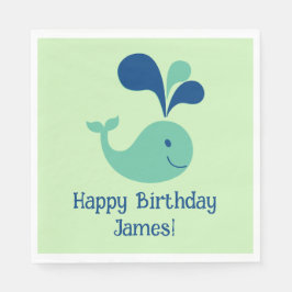 Grattis på födelsedagen Spouting Whale Party Napki Pappersservett