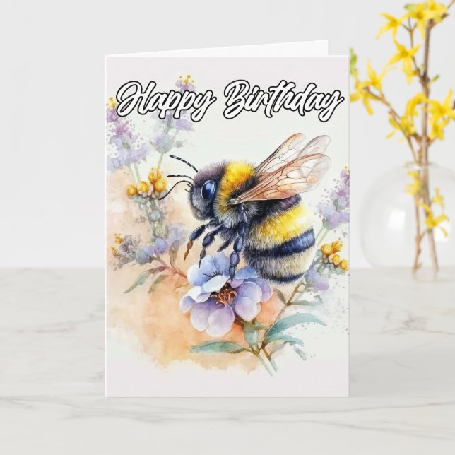Grattis på födelsedagen | Springtime Bumblebee Kort (Gul blomma)