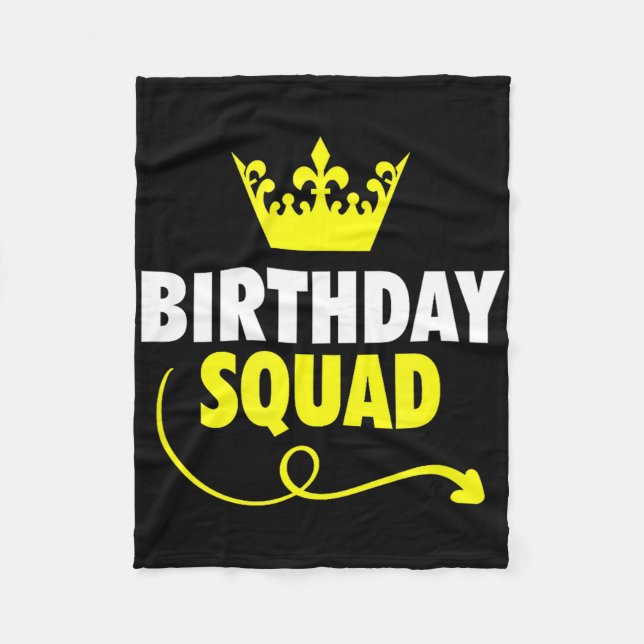 Grattis på födelsedagen squad idéer kung krona fes fleecefilt (Framsidan)