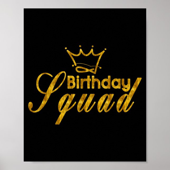 Grattis på födelsedagen squad kung krona party gul poster (Framsidan)