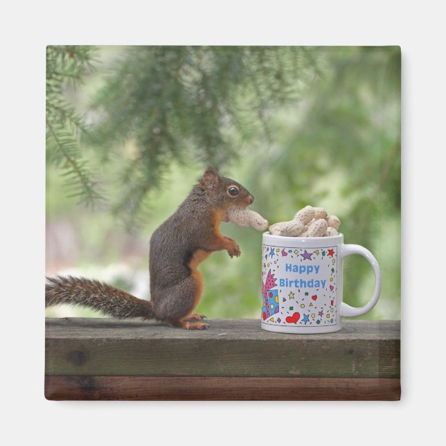 Grattis på födelsedagen Squirrel Magnet (Framsidan)
