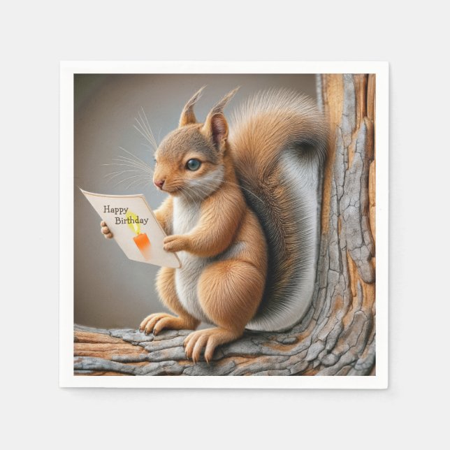 Grattis på födelsedagen Squirrel Pappersservett (Framsidan)