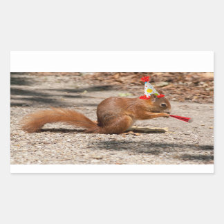 Grattis på födelsedagen Squirrel Rektangulärt Klistermärke