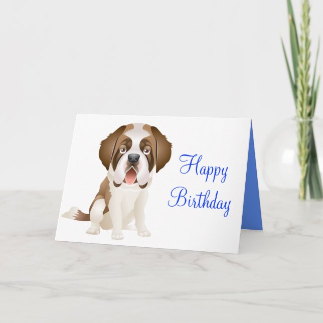Grattis på födelsedagen St Bernard Puppy Hund Gree Kort (Framsida)