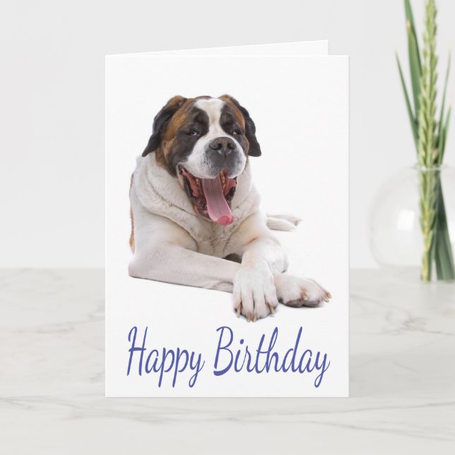 Grattis på födelsedagen St Bernard Puppy Hund Gree Kort (Framsida)