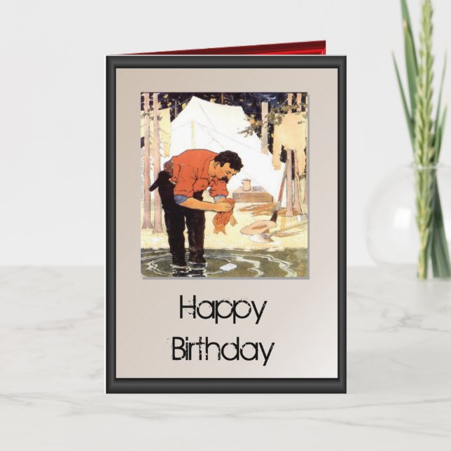 Grattis på födelsedagen - Städning fisk för mat Kort (Framsida)