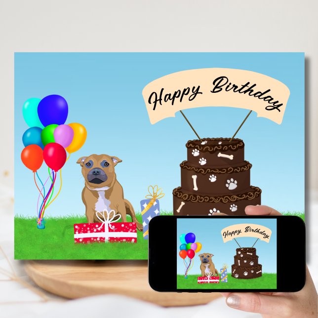 Grattis på födelsedagen Staffordshire Bull Terrier Kort (Skapare uppladdad)