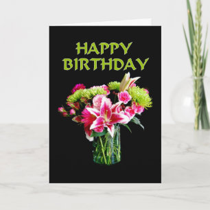 Grattis på födelsedagen, Stargazer Lily Bouquet Kort
