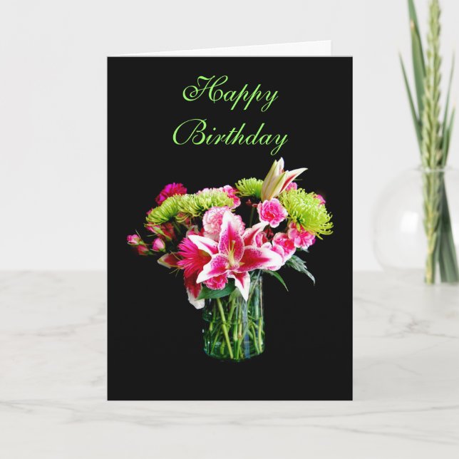 Grattis på födelsedagen, Stargazer Lily Bouquet Kort (Framsida)
